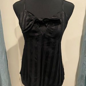Lulus Black Striped Satin Tie Tank